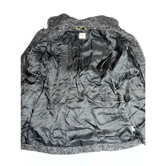 Juicy Couture Coat Size 4 Black 100% Wool Tweed Mid-Length Gold Buttons Classic - Picture 15 of 16